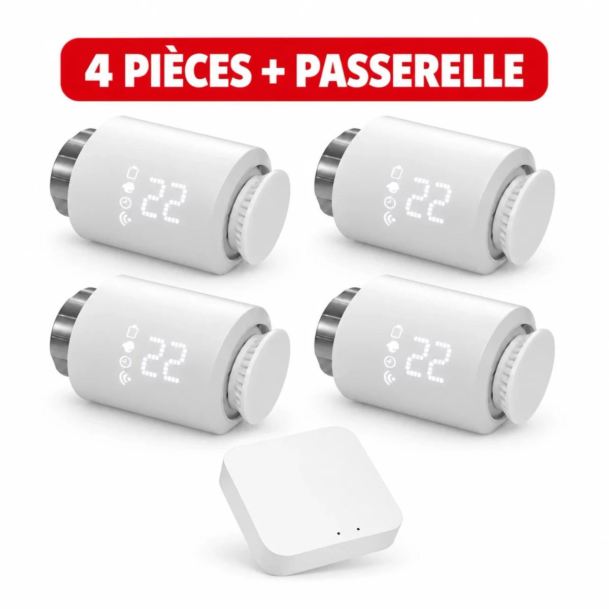 Pack de 4 têtes thermostatiques connectées TRV06 avec passerelle GW006